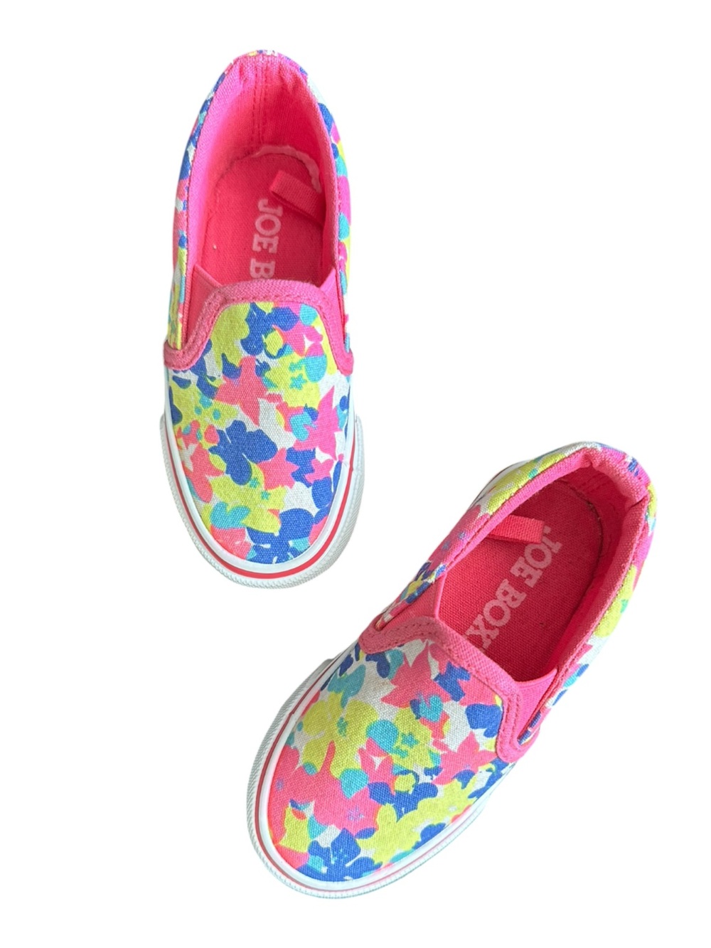 Joe Boxer Toddler Girl Floral Pink Yellow White Canvas Slipon Sneaker Shoes 7